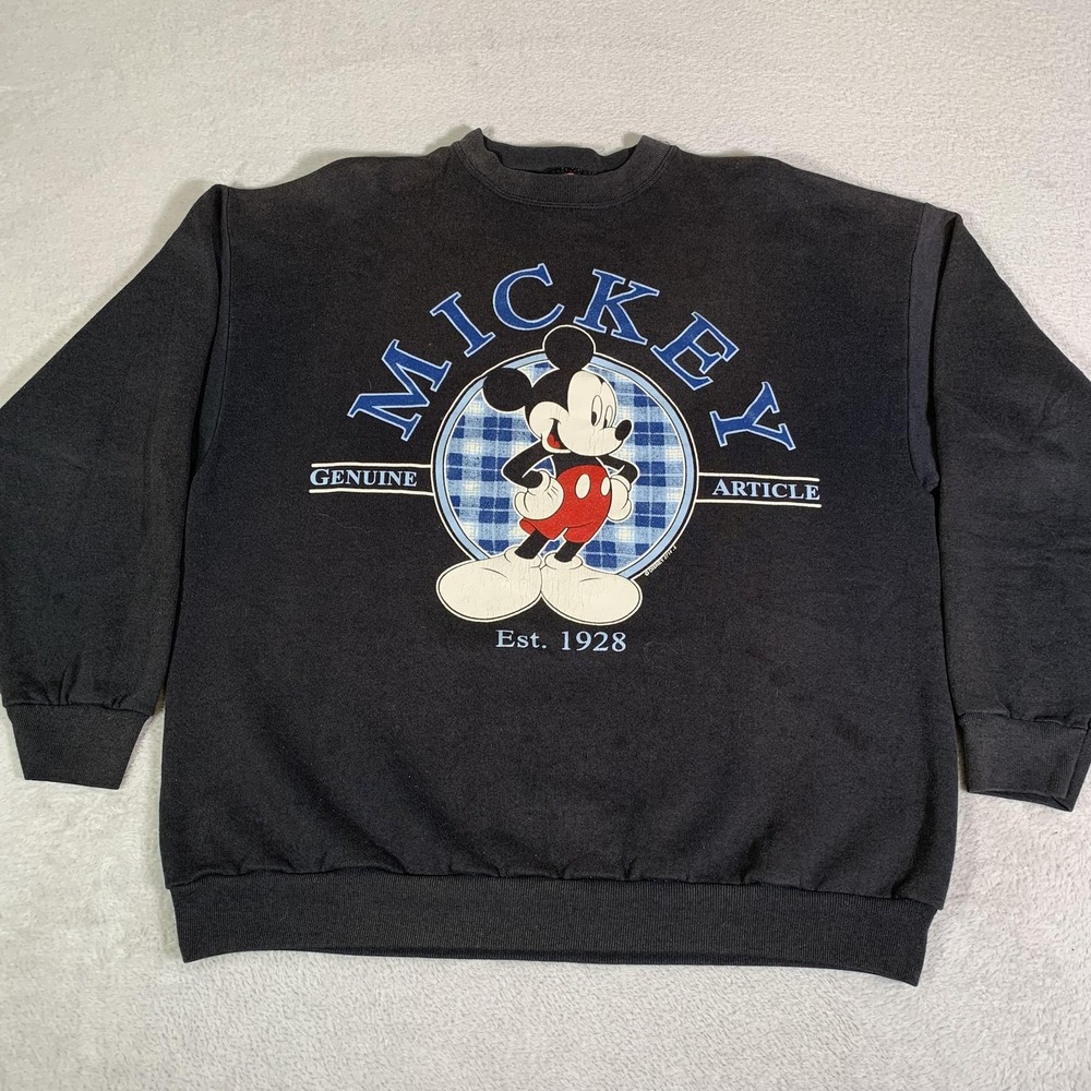 Vintage Disney Mickey Mouse Sweatshirt Mens XL Navy Blue Genuine Article Fleece